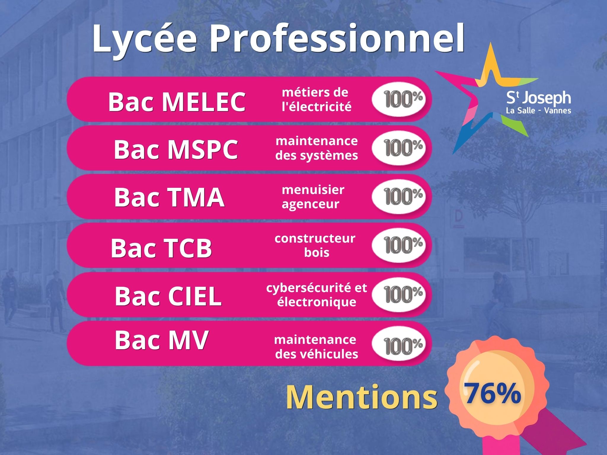 résultats au bac St Jo Vannes